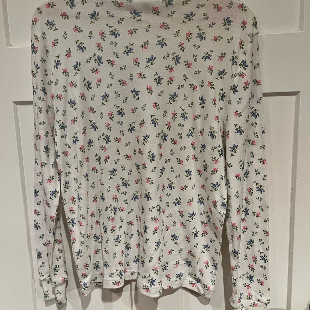 Floral Turtleneck Long Sleeve Top hanes her way xl vintage - Picture 5 of 5